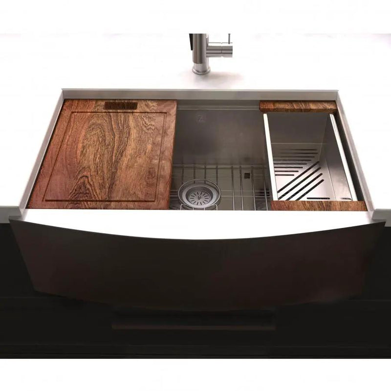 ZLINE 33" Undermount Single Bowl Ledge Sink Stainless Steel, SLSAP-33S by Farmhouse Kitchen and Bath