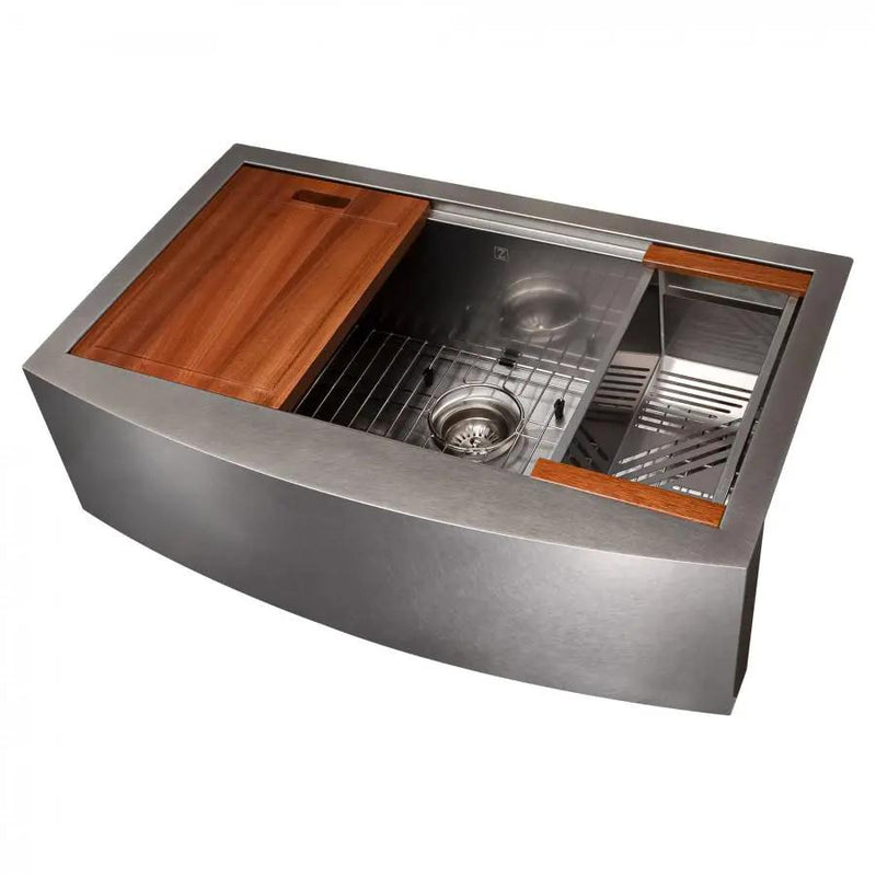 ZLINE 33" Undermount Single Bowl Ledge Sink Stainless Steel, SLSAP-33S by Farmhouse Kitchen and Bath