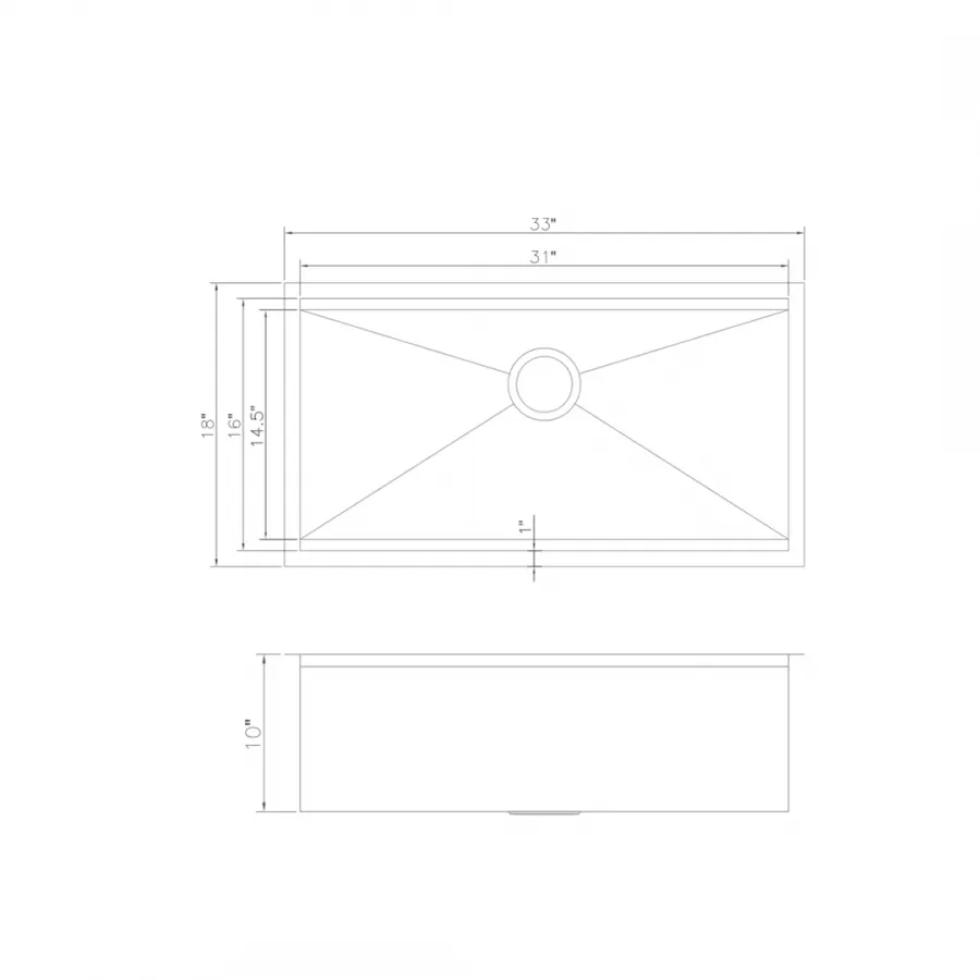 ZLINE 33" Undermount Single Bowl Ledge Sink, Stainless with Accessories, SLS-33 by Farmhouse Kitchen and Bath