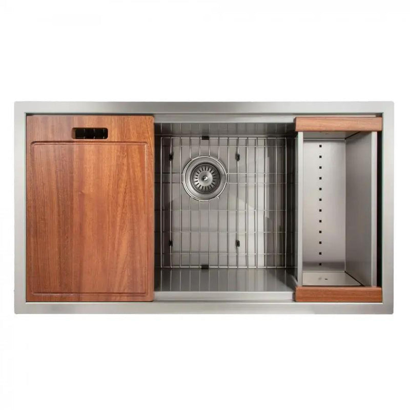 ZLINE 33" Undermount Single Bowl Ledge Sink, Stainless with Accessories, SLS-33 by Farmhouse Kitchen and Bath