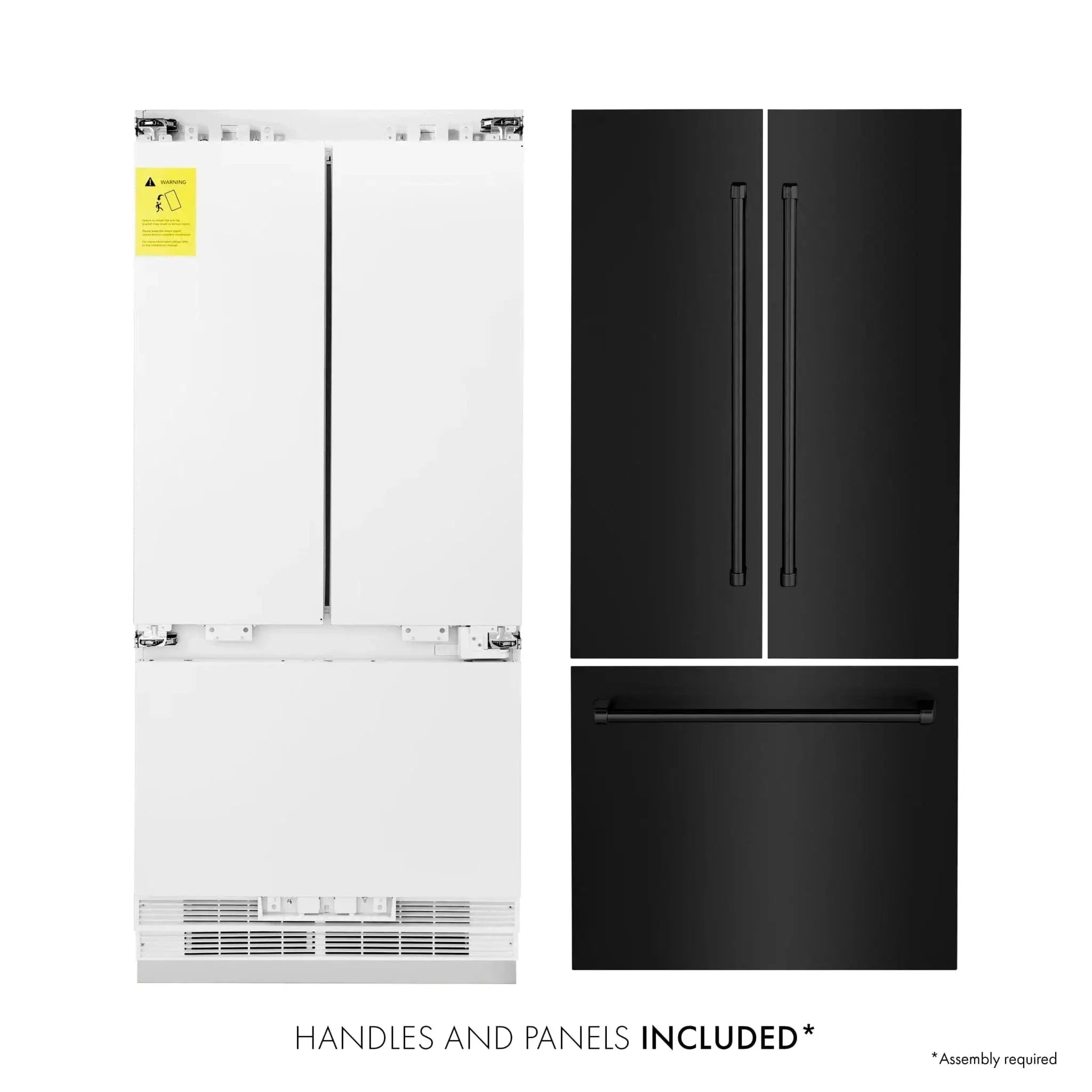 ZLINE 36" 19.6 cu. ft. 3-Door French Door Freezer Refrigerator with Internal Water and Ice Dispenser in Black Stainless Steel - RBIV-BS-36 by Farmhouse Kitchen and Bath