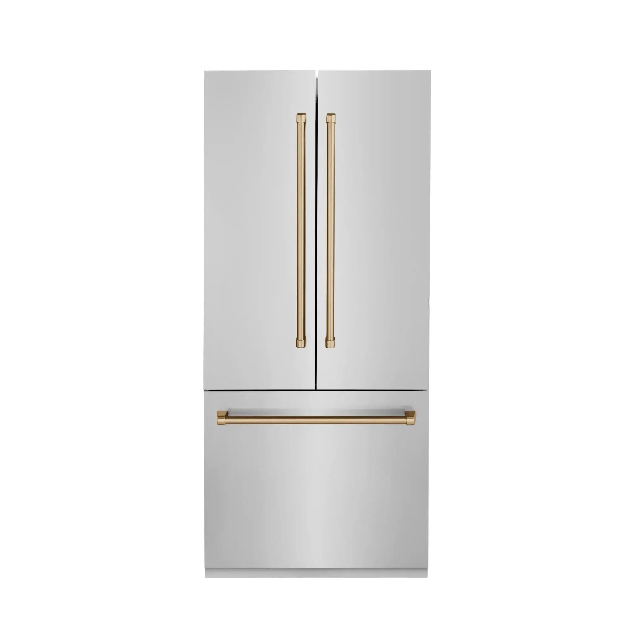 ZLINE 36" Autograph 19.6 cu. ft. 2-Door Bottom Freezer Fridge Water/Ice Dispenser Stainless Steel Champagne Bronze Accents RBIVZ-304-36-CB by Farmhouse Kitchen and Bath