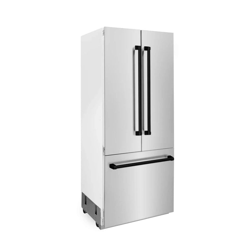 ZLINE 36" Autograph 19.6 cu. ft. 2-Door Bottom Freezer Fridge Water/Ice Dispenser Stainless Steel Matte Black Accents RBIVZ-304-36-MB by Farmhouse Kitchen and Bath