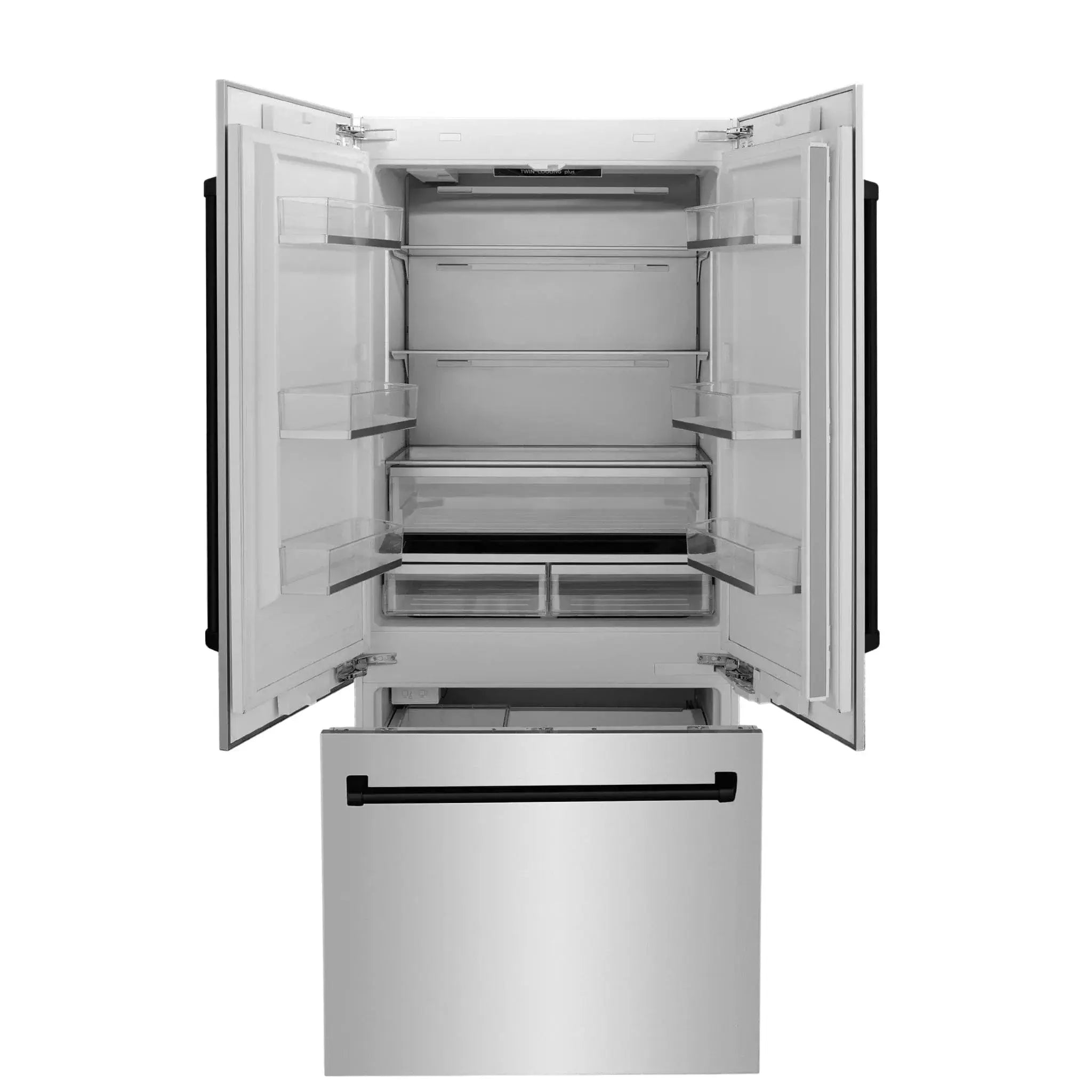 ZLINE 36" Autograph 19.6 cu. ft. 2-Door Bottom Freezer Fridge Water/Ice Dispenser Stainless Steel Matte Black Accents RBIVZ-304-36-MB by Farmhouse Kitchen and Bath