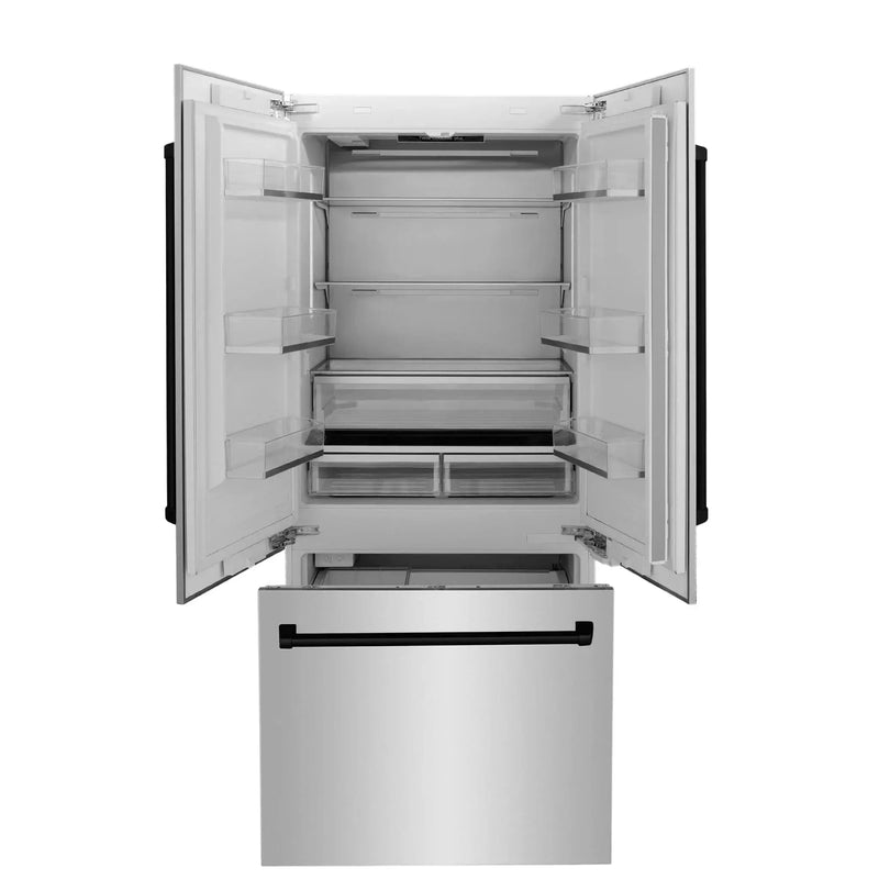 ZLINE 36" Autograph 19.6 cu. ft. 2-Door Bottom Freezer Fridge Water/Ice Dispenser Stainless Steel Matte Black Accents RBIVZ-304-36-MB by Farmhouse Kitchen and Bath