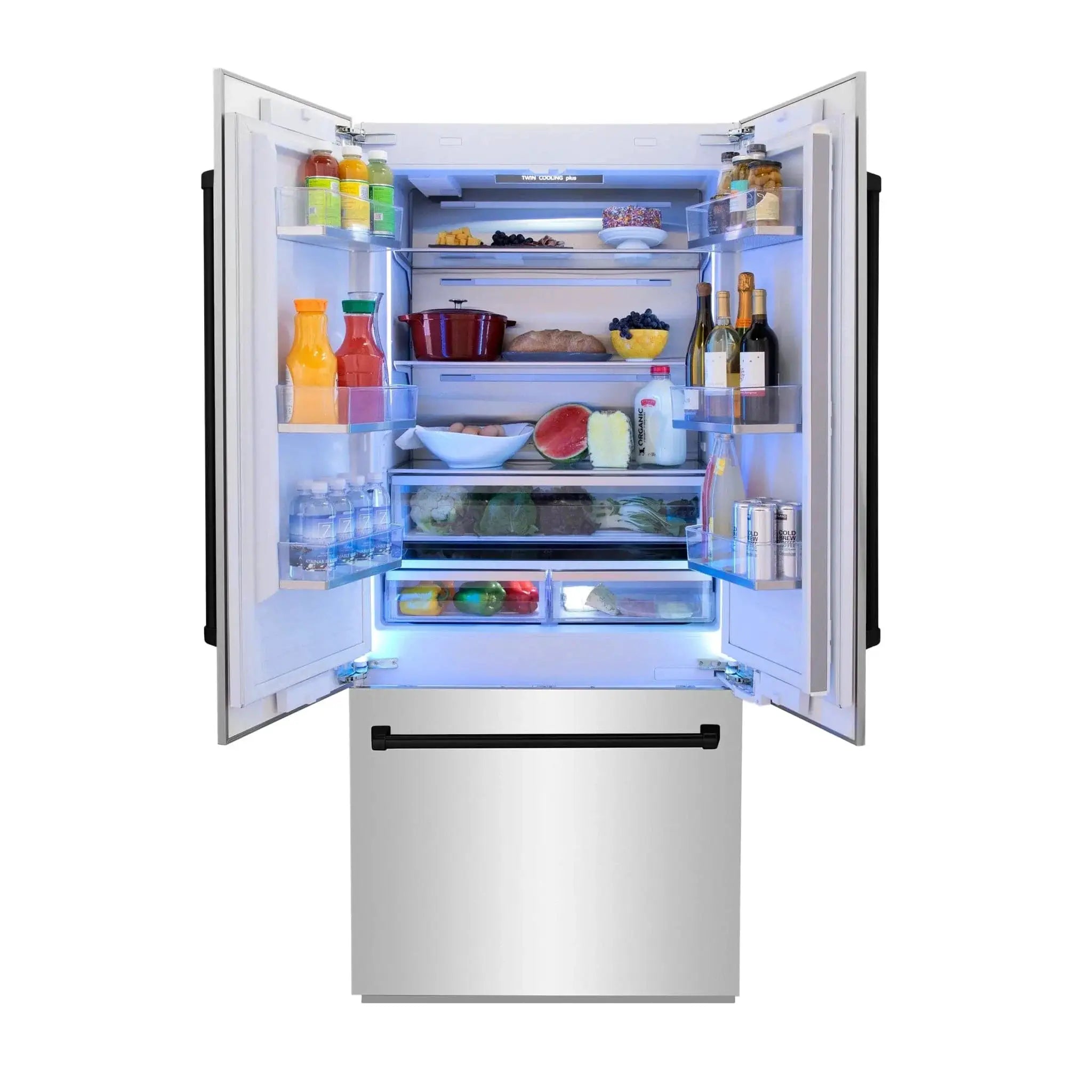 ZLINE 36" Autograph 19.6 cu. ft. 2-Door Bottom Freezer Fridge Water/Ice Dispenser Stainless Steel Matte Black Accents RBIVZ-304-36-MB by Farmhouse Kitchen and Bath