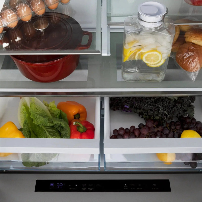ZLINE 36" Autograph 21.6 cu. ft French Door Refrigerator with Ice Maker in Fingerprint Resistant Stainless Steel RFMZ-W-36-CB by Farmhouse Kitchen and Bath