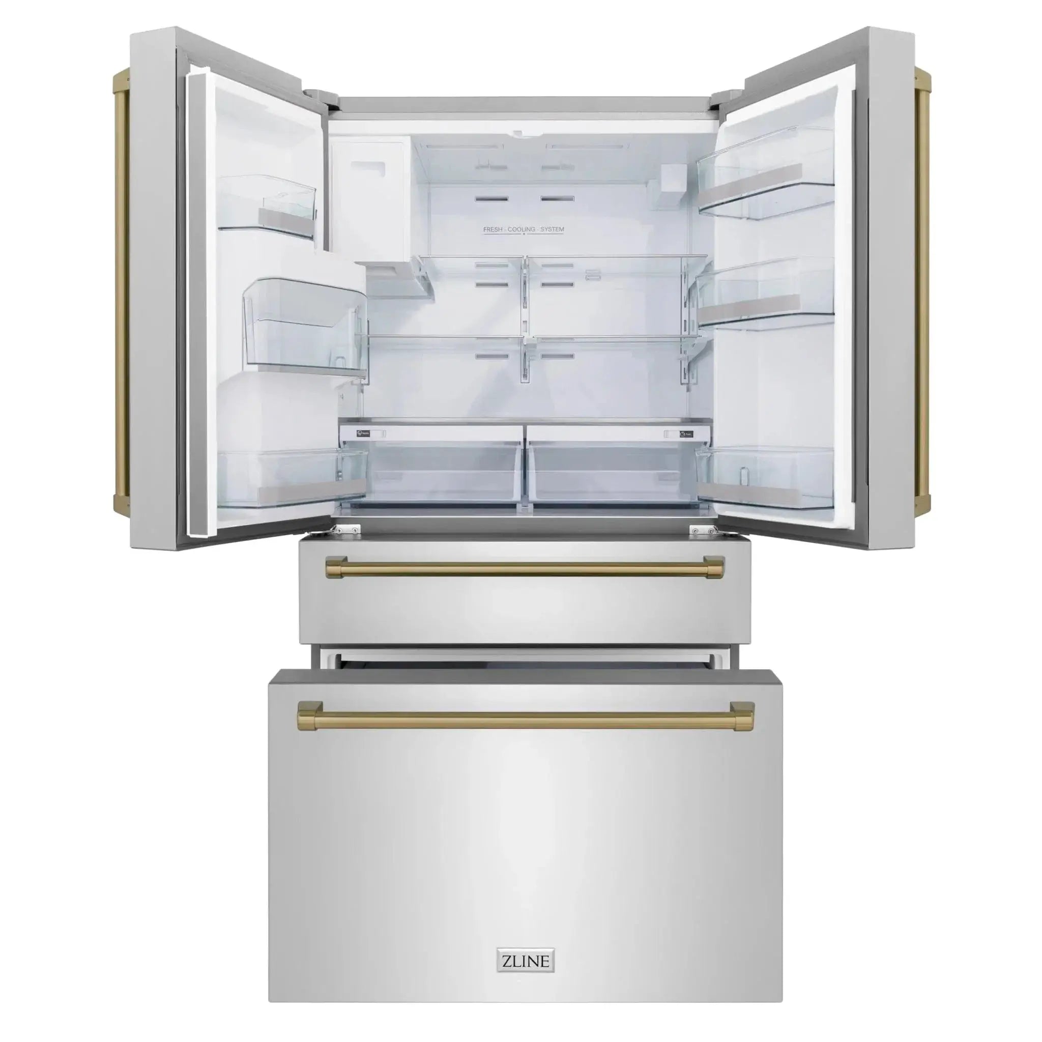 ZLINE 36" Autograph 21.6 cu. ft French Door Refrigerator with Ice Maker in Fingerprint Resistant Stainless Steel RFMZ-W-36-CB by Farmhouse Kitchen and Bath