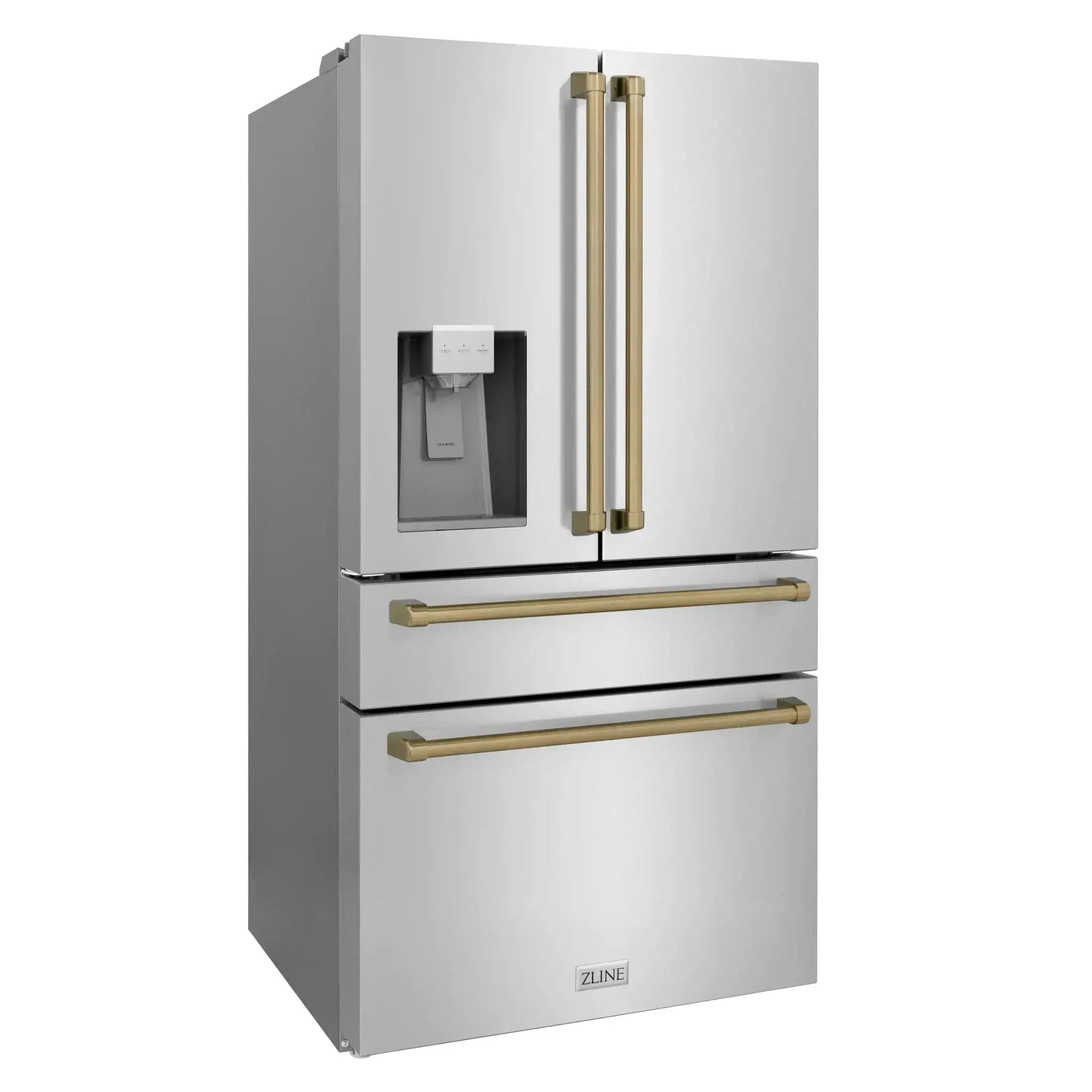 ZLINE 36" Autograph 21.6 cu. ft French Door Refrigerator with Ice Maker in Fingerprint Resistant Stainless Steel RFMZ-W-36-CB by Farmhouse Kitchen and Bath