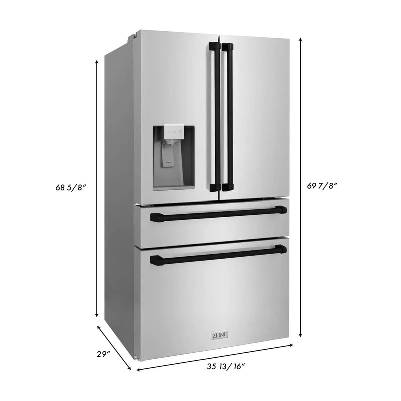 ZLINE 36" Autograph 21.6 cu. ft French Door Refrigerator with Ice Maker in Fingerprint Resistant Stainless Steel RFMZ-W-36-MB by Farmhouse Kitchen and Bath