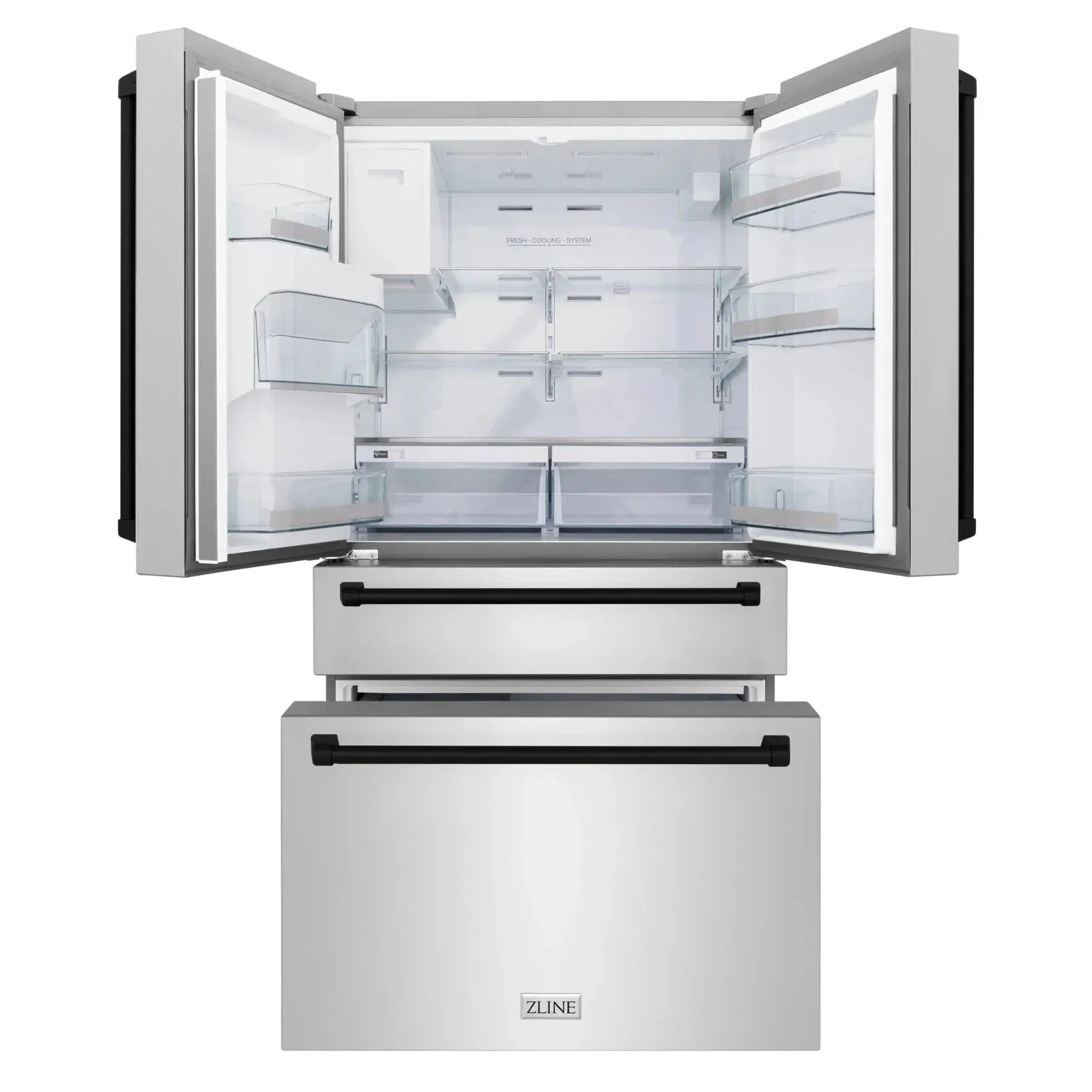 ZLINE 36" Autograph 21.6 cu. ft French Door Refrigerator with Ice Maker in Fingerprint Resistant Stainless Steel RFMZ-W-36-MB by Farmhouse Kitchen and Bath