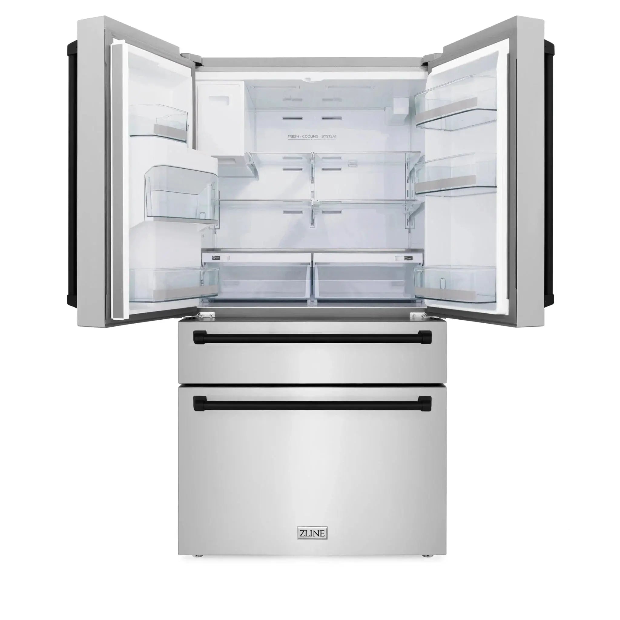 ZLINE 36" Autograph 21.6 cu. ft French Door Refrigerator with Ice Maker in Fingerprint Resistant Stainless Steel RFMZ-W-36-MB by Farmhouse Kitchen and Bath