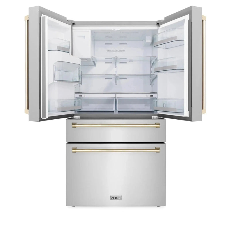 ZLINE 36" Autograph 21.6 cu. ft French Door Refrigerator with Ice Maker in Stainless Steel RFMZ-W-36-G by Farmhouse Kitchen and Bath