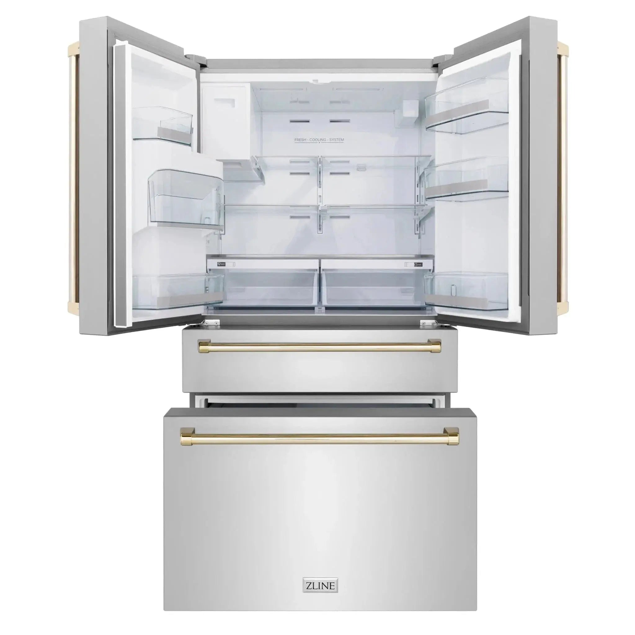 ZLINE 36" Autograph 21.6 cu. ft French Door Refrigerator with Ice Maker in Stainless Steel RFMZ-W-36-G by Farmhouse Kitchen and Bath