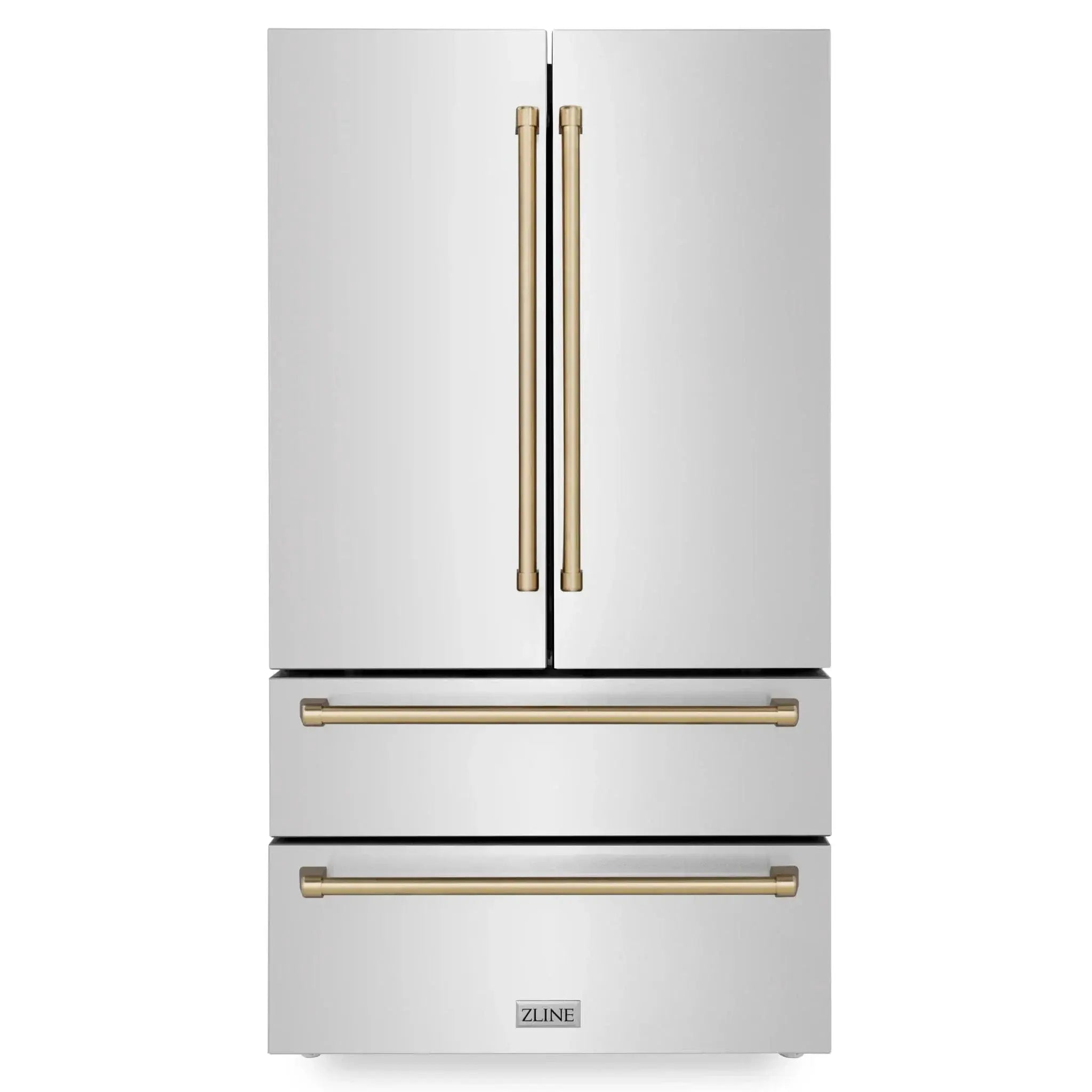 ZLINE 36" Autograph 22.5 cu. ft French Door Refrigerator with Ice Maker in Fingerprint Resistant Stainless Steel RFMZ-36-CB by Farmhouse Kitchen and Bath