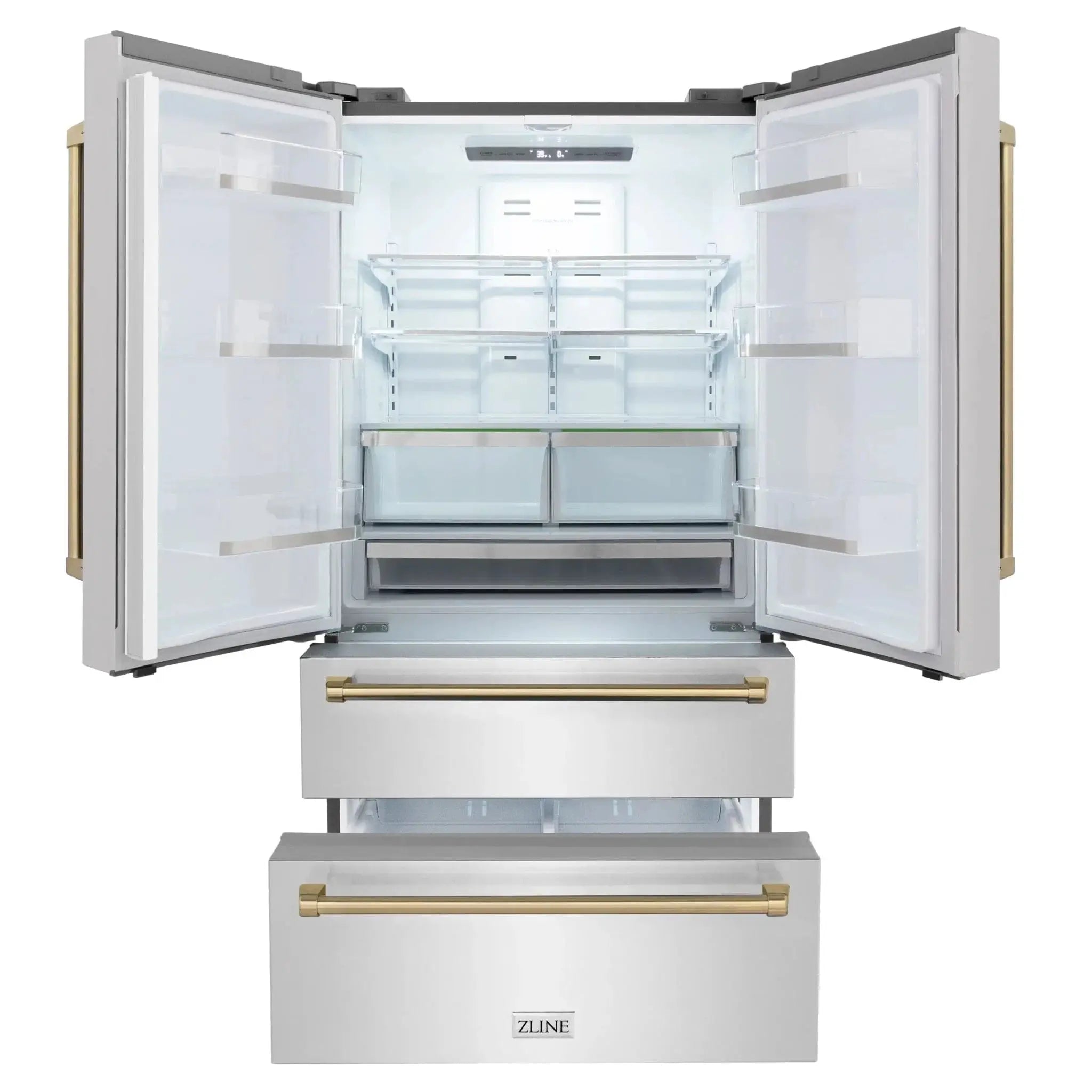 ZLINE 36" Autograph 22.5 cu. ft French Door Refrigerator with Ice Maker in Fingerprint Resistant Stainless Steel RFMZ-36-CB by Farmhouse Kitchen and Bath