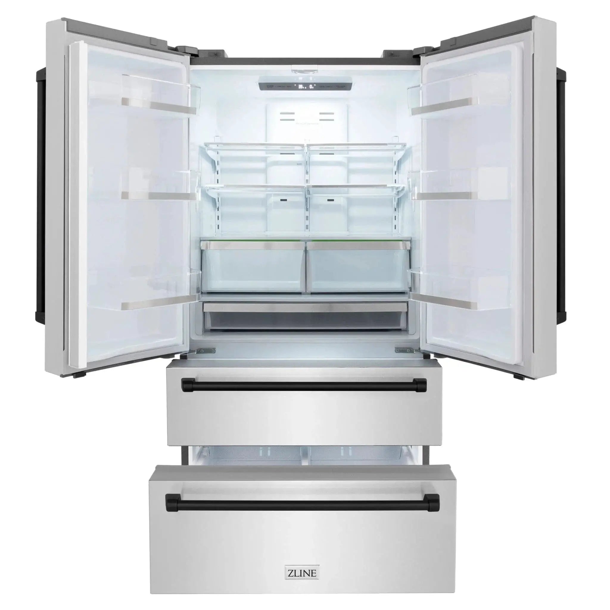ZLINE 36" Autograph 22.5 cu. ft French Door Refrigerator with Ice Maker in Fingerprint Resistant Stainless Steel RFMZ-36-MB by Farmhouse Kitchen and Bath