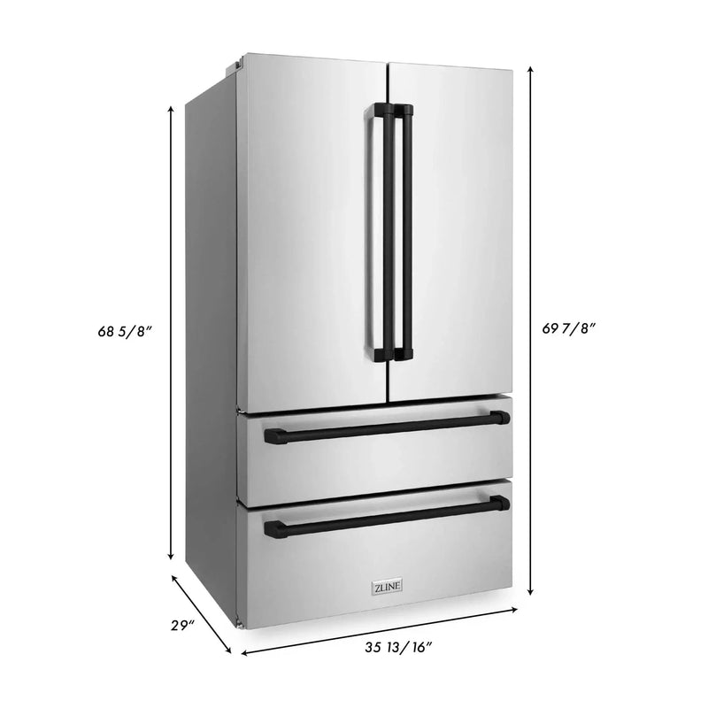 ZLINE 36" Autograph 22.5 cu. ft French Door Refrigerator with Ice Maker in Fingerprint Resistant Stainless Steel RFMZ-36-MB by Farmhouse Kitchen and Bath