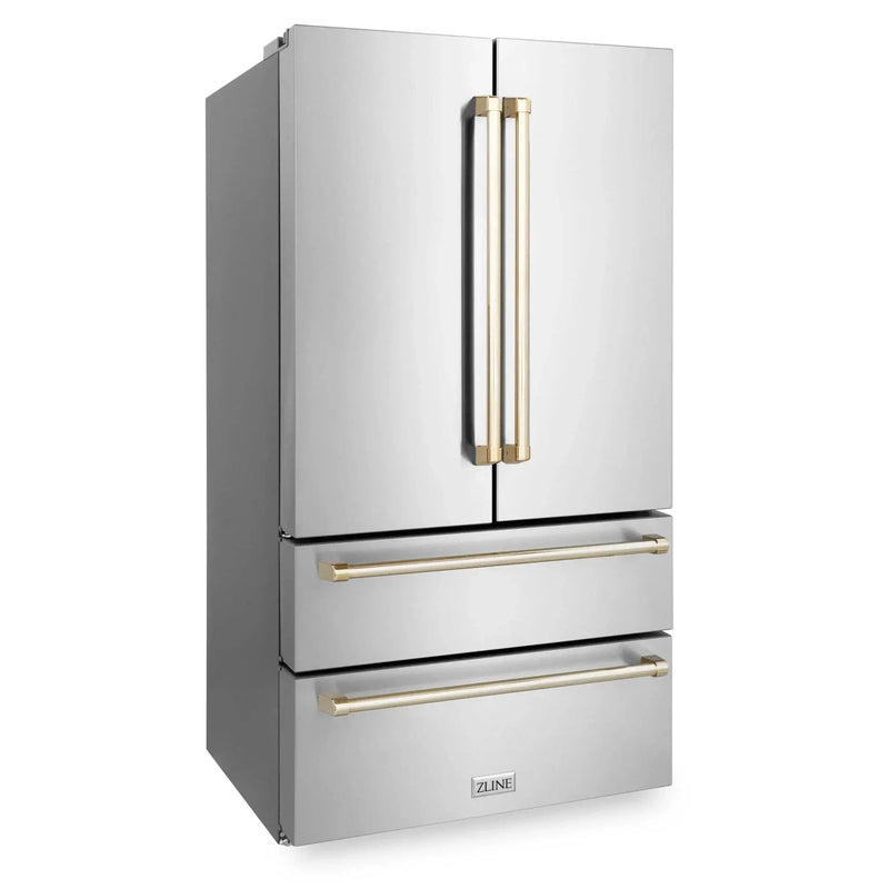 ZLINE 36" Autograph 22.5 cu. ft French Door Refrigerator with Ice Maker Stainless Steel RFMZ-36-G by Farmhouse Kitchen and Bath