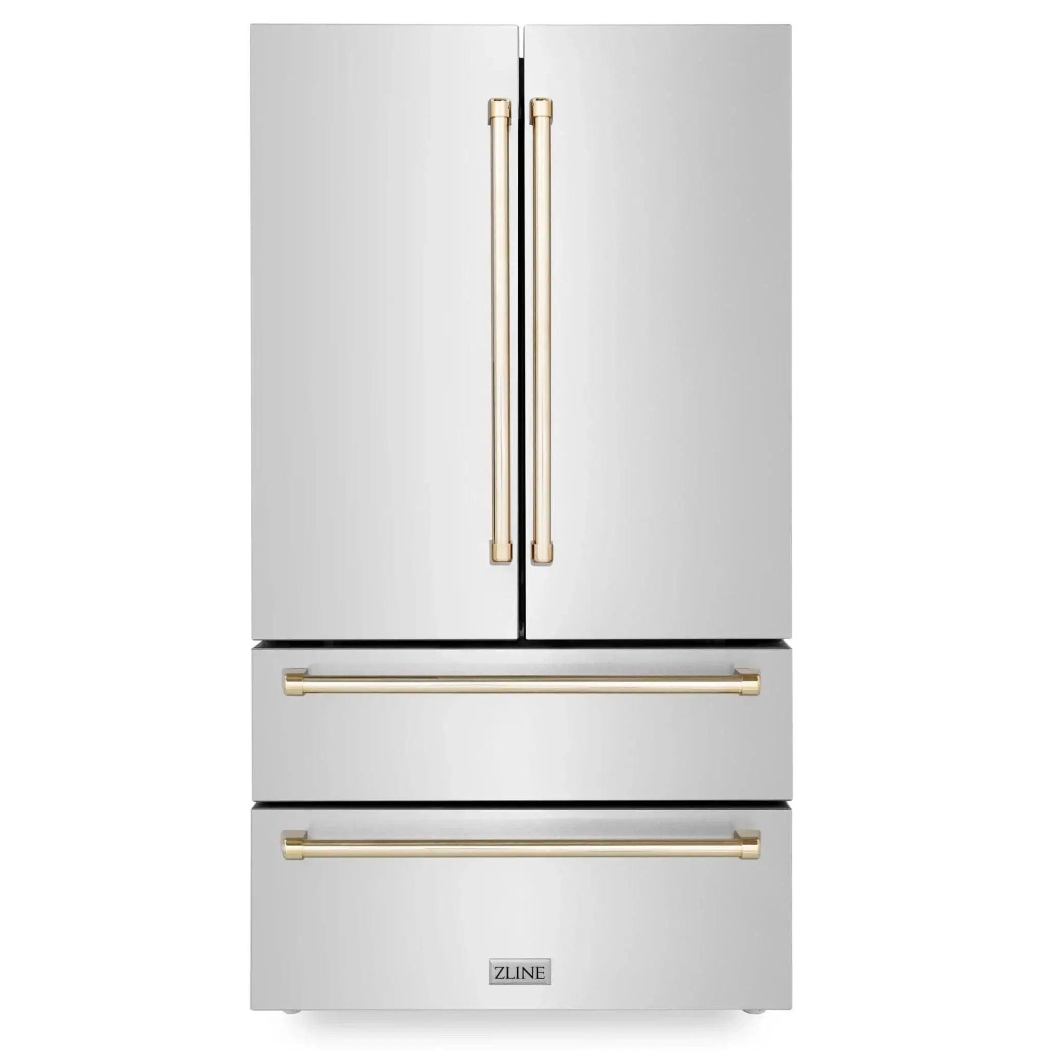 ZLINE 36" Autograph 22.5 cu. ft French Door Refrigerator with Ice Maker Stainless Steel RFMZ-36-G by Farmhouse Kitchen and Bath