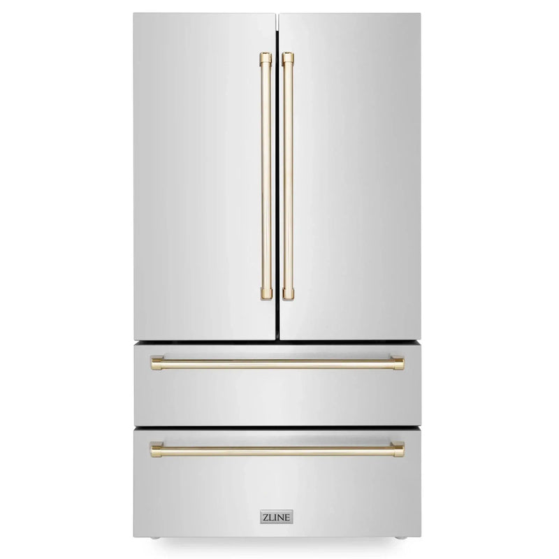 ZLINE 36" Autograph 22.5 cu. ft French Door Refrigerator with Ice Maker Stainless Steel RFMZ-36-G by Farmhouse Kitchen and Bath