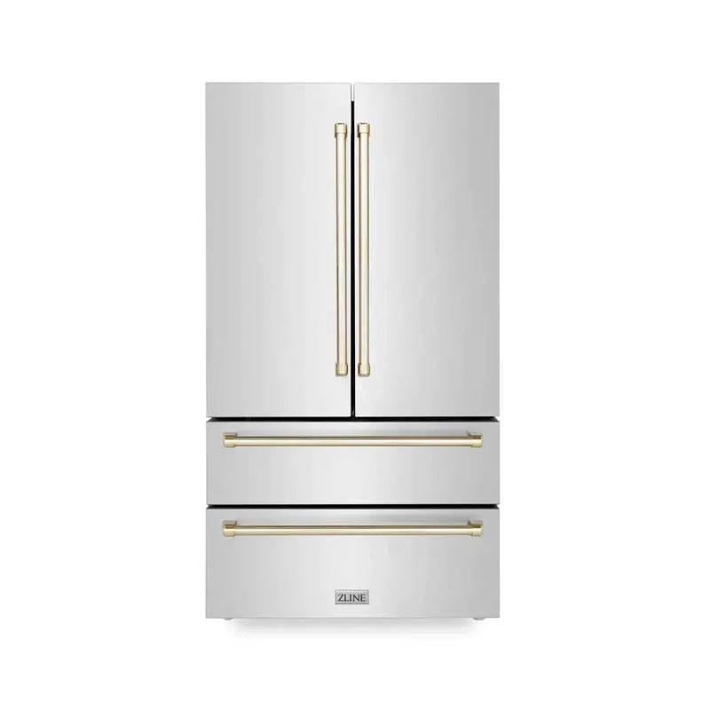 ZLINE 36" Autograph 22.5 cu. ft French Door Refrigerator with Ice Maker Stainless Steel RFMZ-36-G by Farmhouse Kitchen and Bath