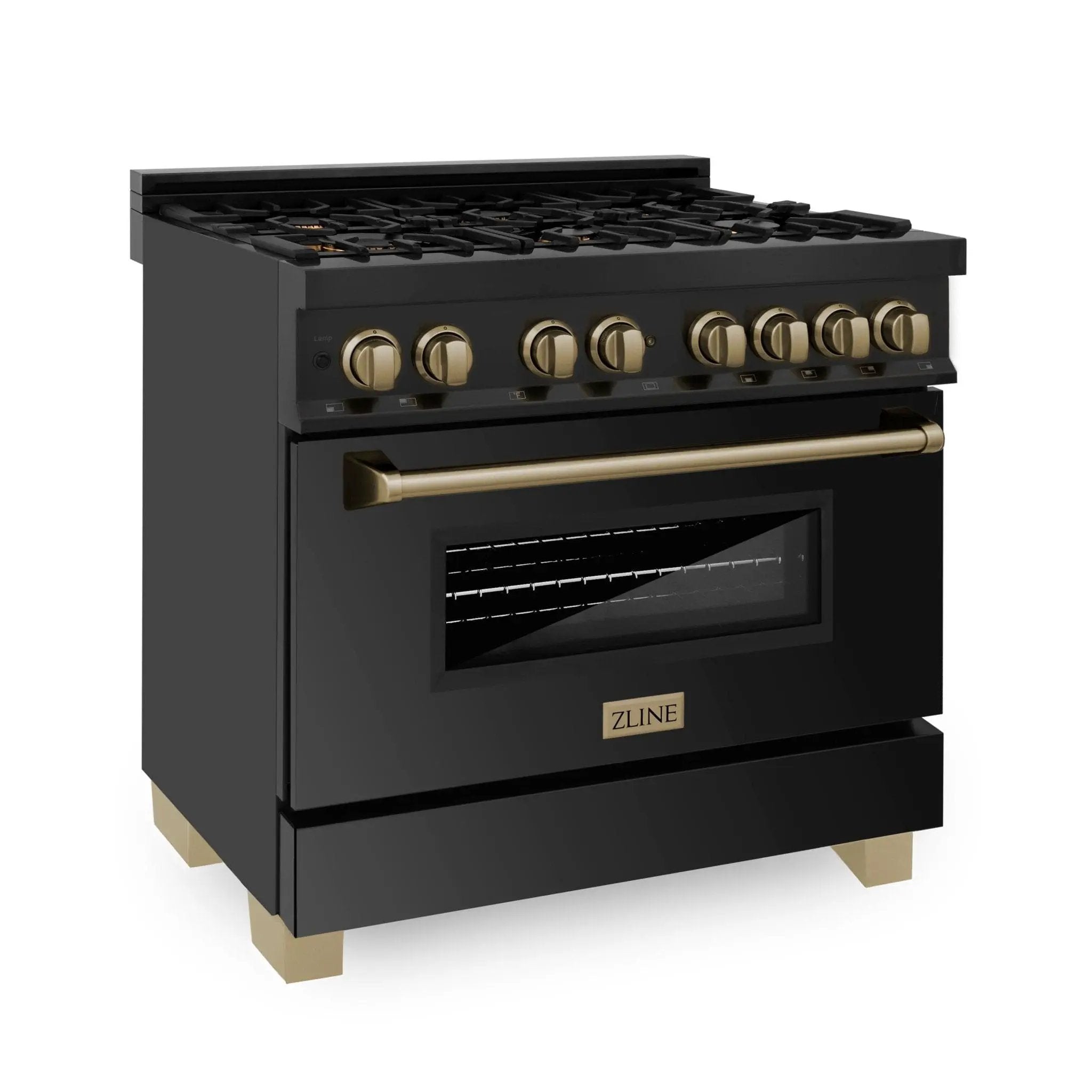 ZLINE 36" Autograph Dual Fuel Range, Black Stainless, RABZ-36-CB by Farmhouse Kitchen and Bath