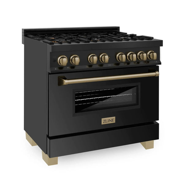 ZLINE 36" Autograph Dual Fuel Range, Black Stainless, RABZ-36-CB