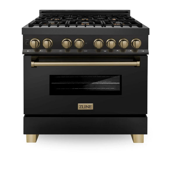 ZLINE 36" Autograph Dual Fuel Range, Black Stainless, RABZ-36-CB, photo 2 of 15