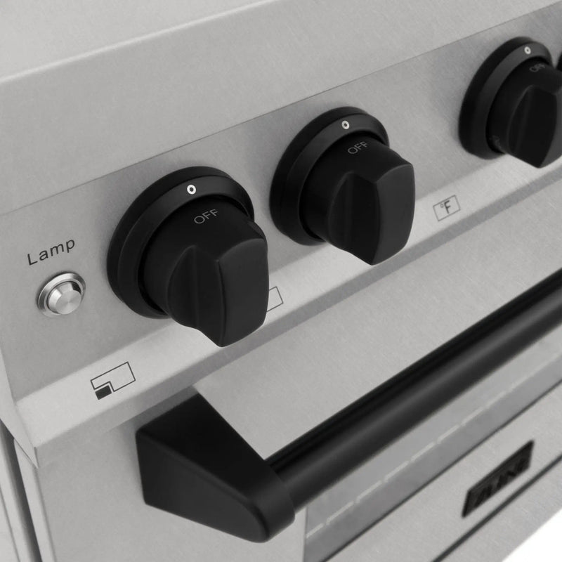 ZLINE 36" Autograph Dual Fuel Range, DuraSnow, Black, RASZ-SN-36-MB by Farmhouse Kitchen and Bath