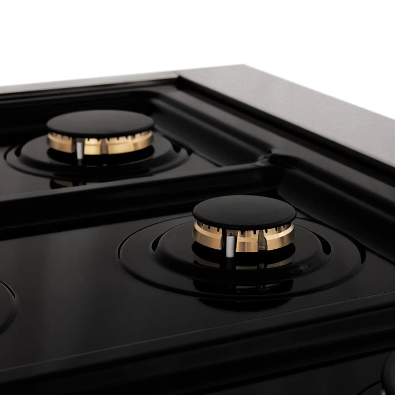 ZLINE 36" Autograph Dual Fuel Range, DuraSnow, Black, RASZ-SN-36-MB by Farmhouse Kitchen and Bath