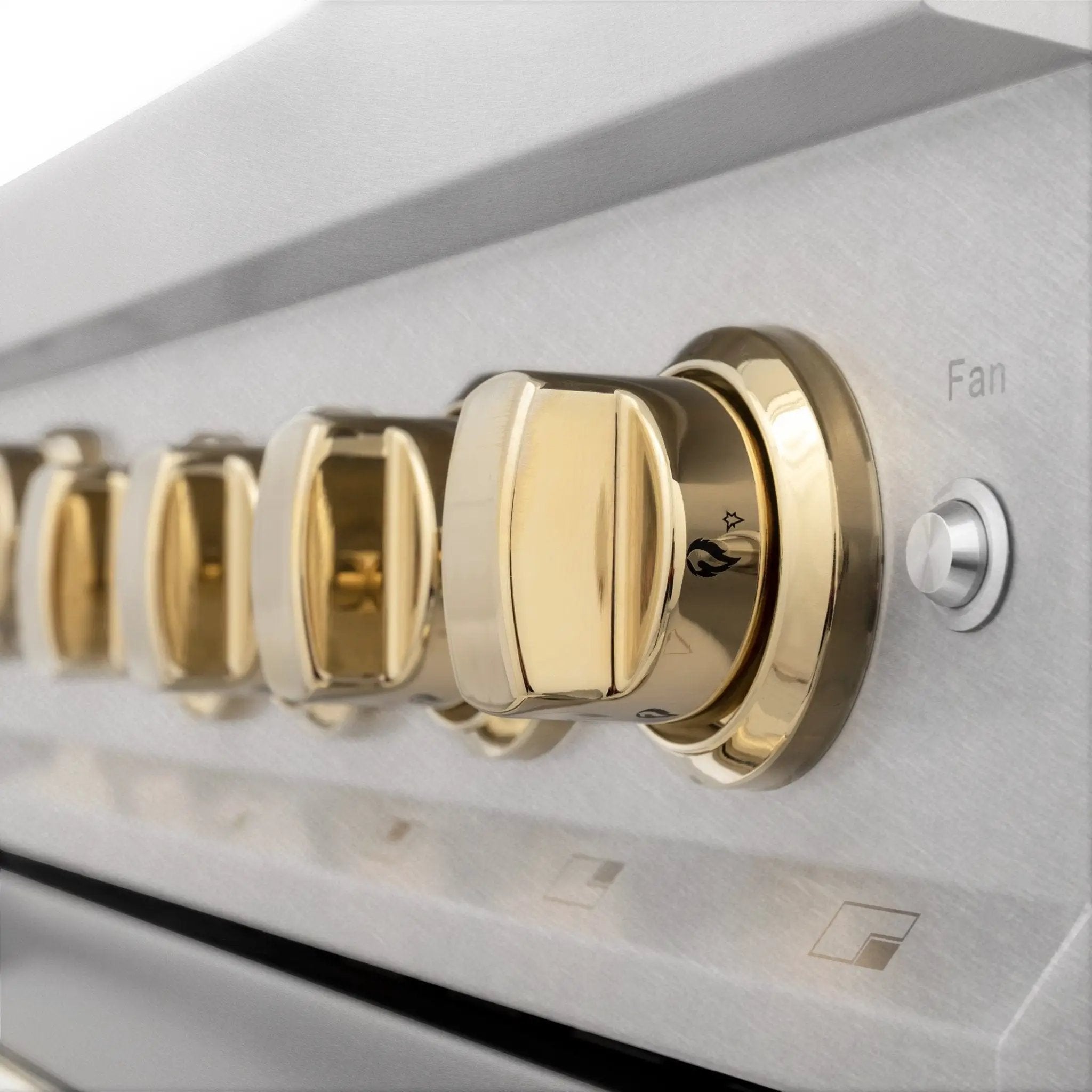 ZLINE 36" Autograph Dual Fuel Range, DuraSnow, Gold, RASZ-SN-36-G by Farmhouse Kitchen and Bath