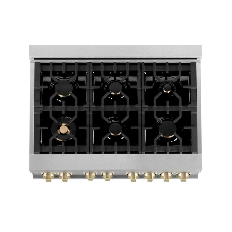 ZLINE 36" Autograph Dual Fuel Range, DuraSnow, White door, RASZ-WM-36-CB by Farmhouse Kitchen and Bath