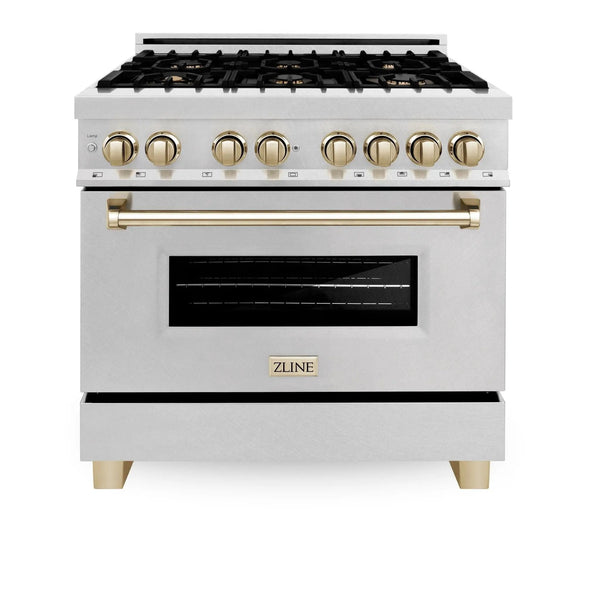 ZLINE 36" Autograph Dual Fuel Range, DuraSnow,Champagne, RASZ-SN-36-CB