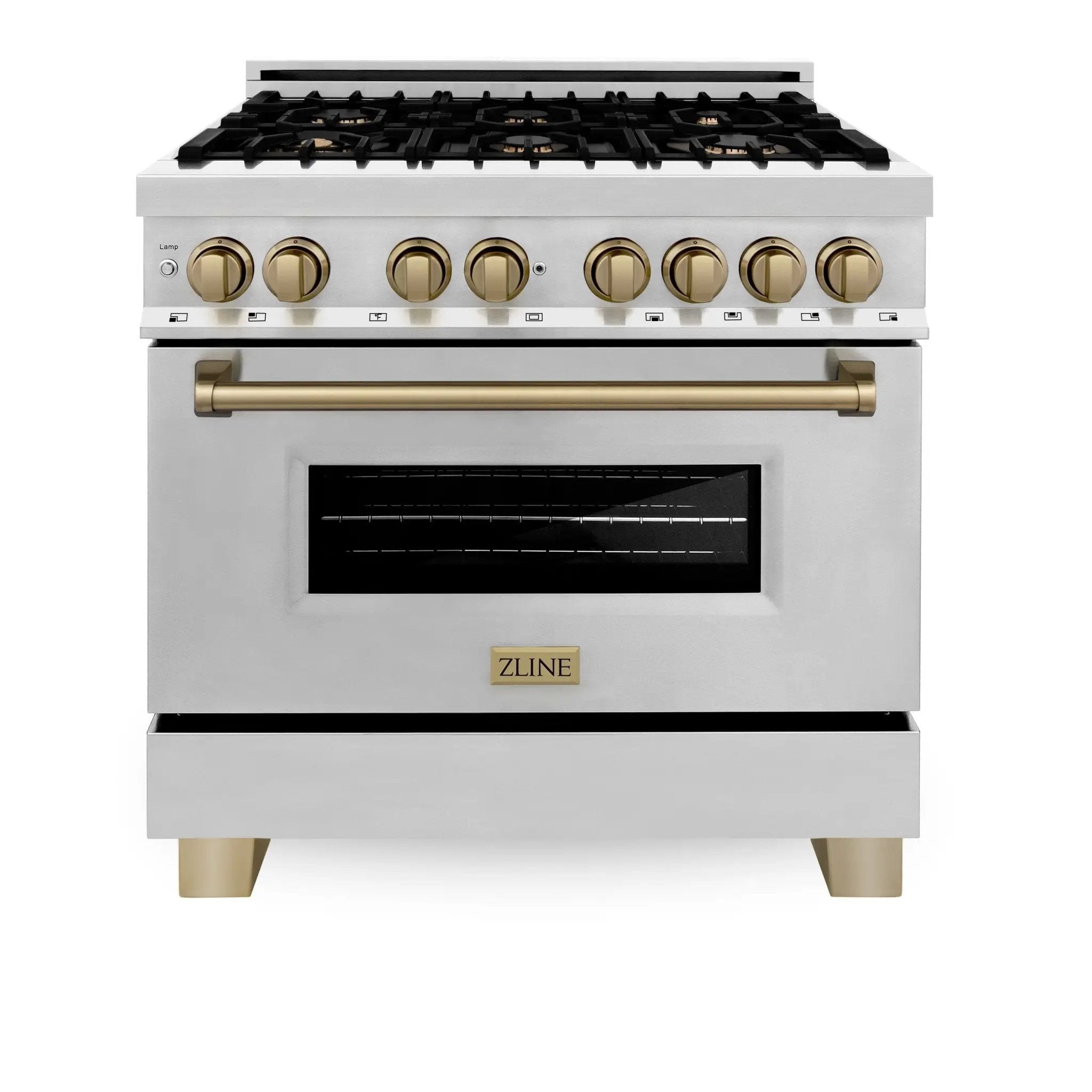 ZLINE 36" Autograph Dual Fuel Range, Stainless Steel, RAZ-36-CB by Farmhouse Kitchen and Bath
