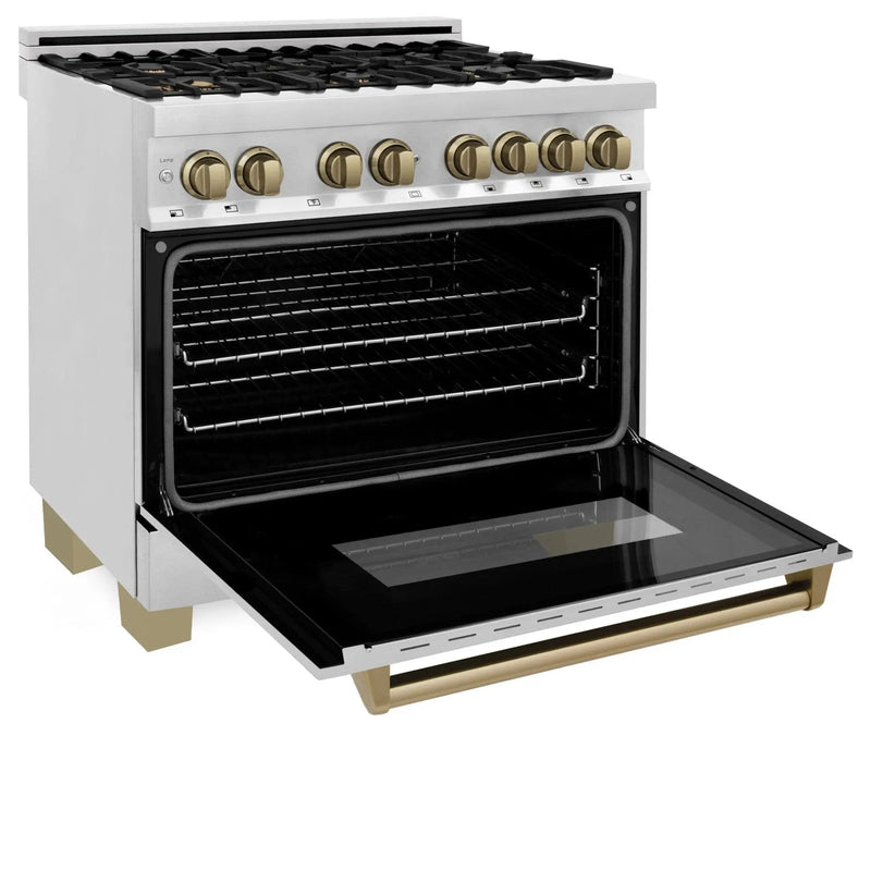 ZLINE 36" Autograph Dual Fuel Range, Stainless Steel, RAZ-36-CB by Farmhouse Kitchen and Bath