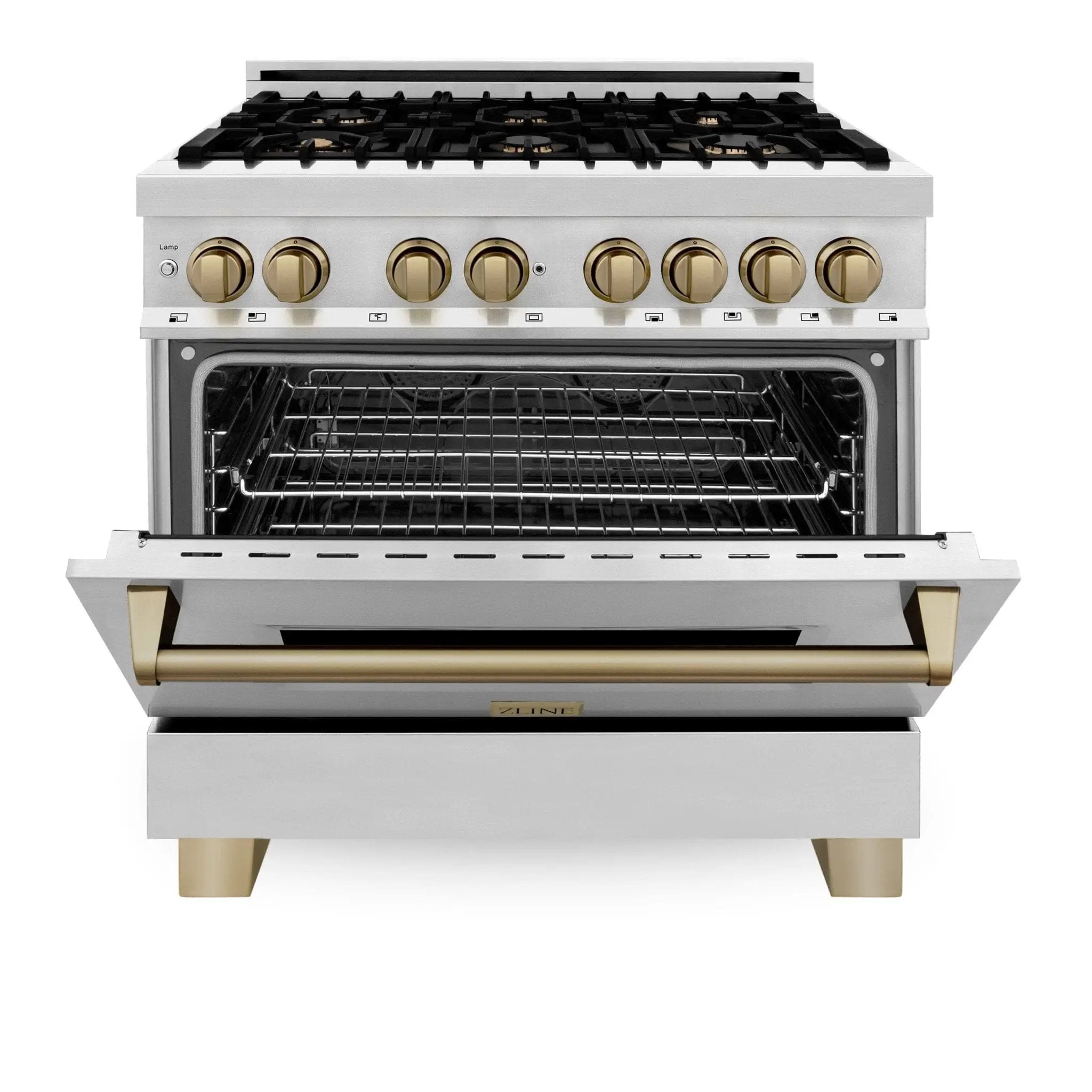 ZLINE 36" Autograph Dual Fuel Range, Stainless Steel, RAZ-36-CB by Farmhouse Kitchen and Bath