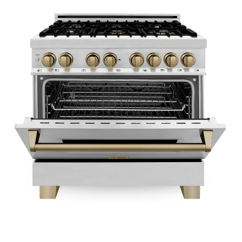 ZLINE 36" Autograph Dual Fuel Range, Stainless Steel, RAZ-36-CB by Farmhouse Kitchen and Bath