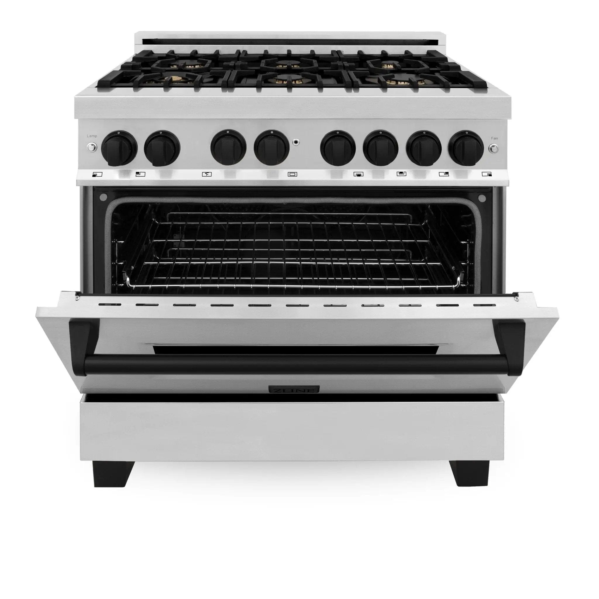 ZLINE 36" Autograph Dual Fuel Range, Stainless Steel, RAZ-36-MB by Farmhouse Kitchen and Bath