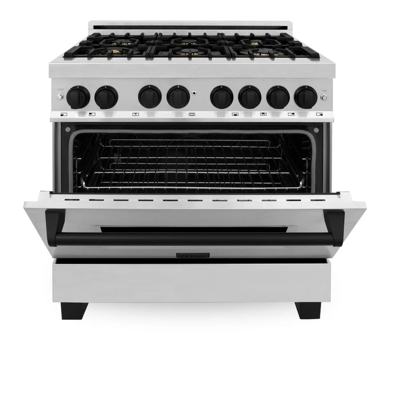 ZLINE 36" Autograph Dual Fuel Range, Stainless Steel, RAZ-36-MB by Farmhouse Kitchen and Bath