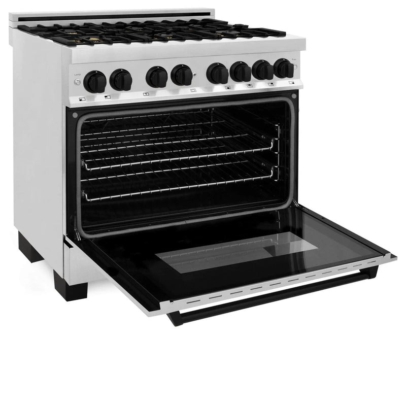 ZLINE 36" Autograph Dual Fuel Range, Stainless Steel, RAZ-36-MB by Farmhouse Kitchen and Bath