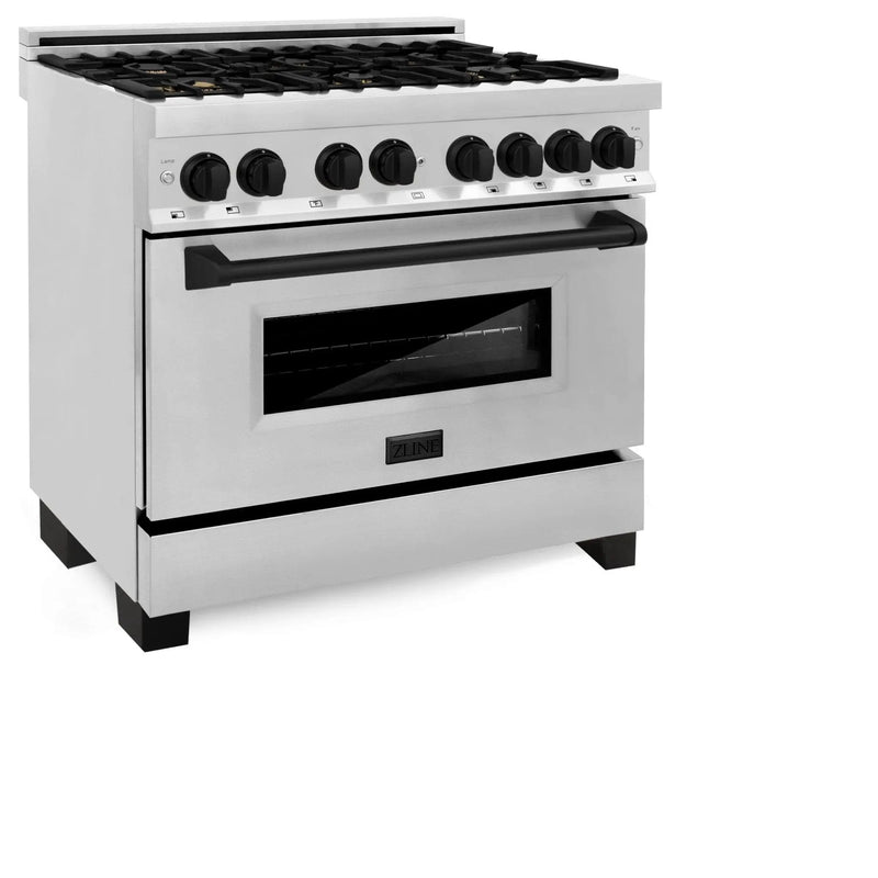 ZLINE 36" Autograph Dual Fuel Range, Stainless Steel, RAZ-36-MB by Farmhouse Kitchen and Bath