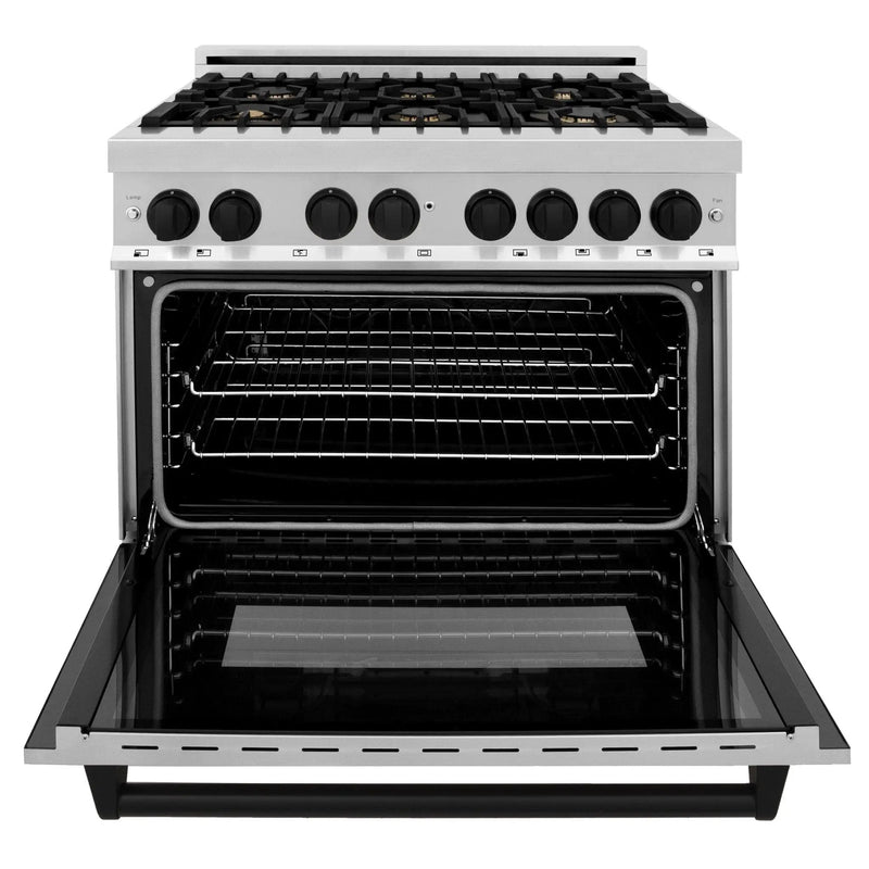 ZLINE 36" Autograph Dual Fuel Range, Stainless Steel, RAZ-36-MB by Farmhouse Kitchen and Bath