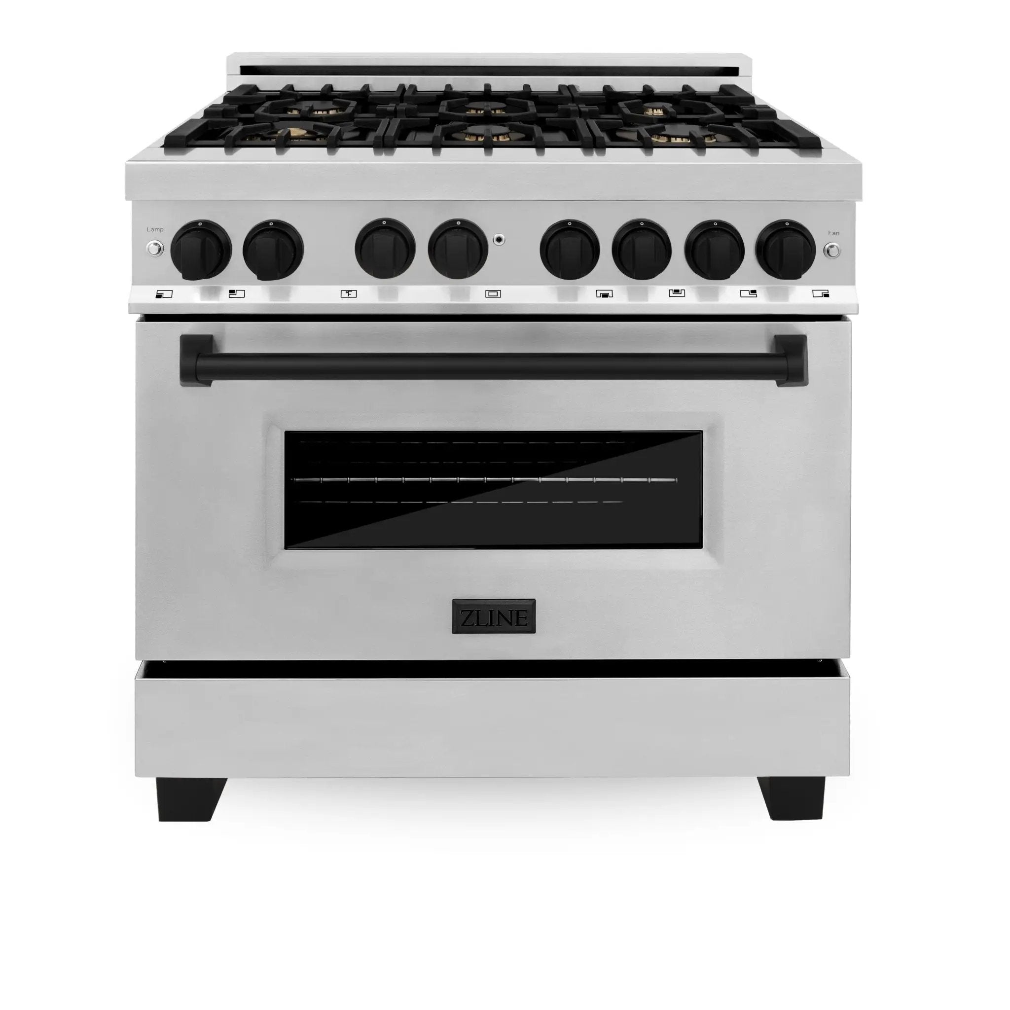 ZLINE 36" Autograph Dual Fuel Range, Stainless Steel, RAZ-36-MB by Farmhouse Kitchen and Bath