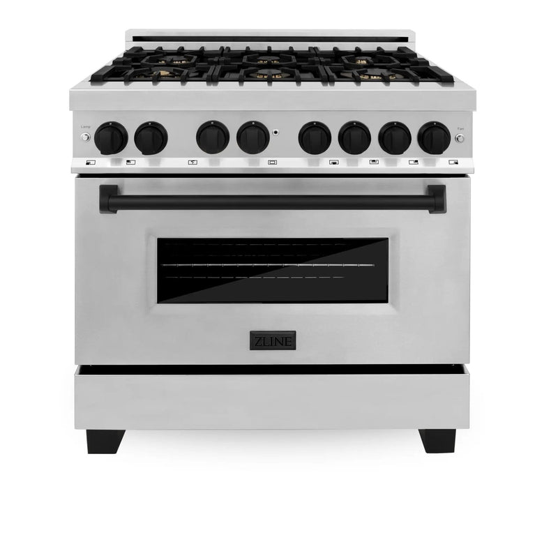 ZLINE 36" Autograph Dual Fuel Range, Stainless Steel, RAZ-36-MB by Farmhouse Kitchen and Bath