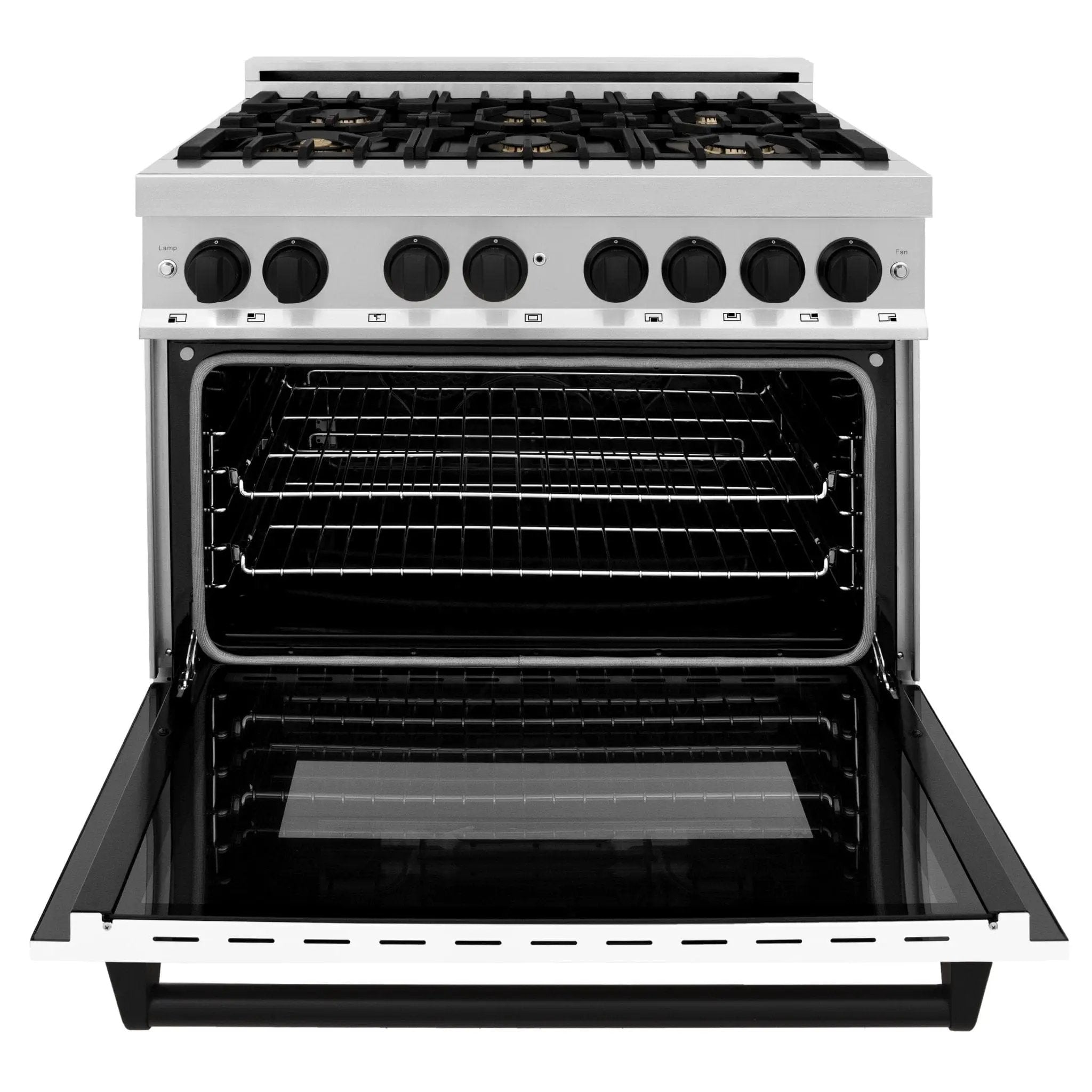 ZLINE 36" Autograph Dual Fuel Range, White Door, RAZ-WM-36-MB by Farmhouse Kitchen and Bath