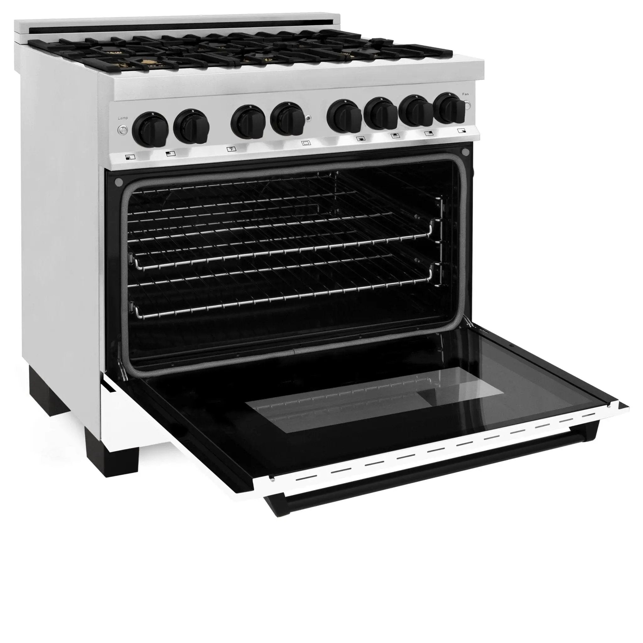 ZLINE 36" Autograph Dual Fuel Range, White Door, RAZ-WM-36-MB by Farmhouse Kitchen and Bath