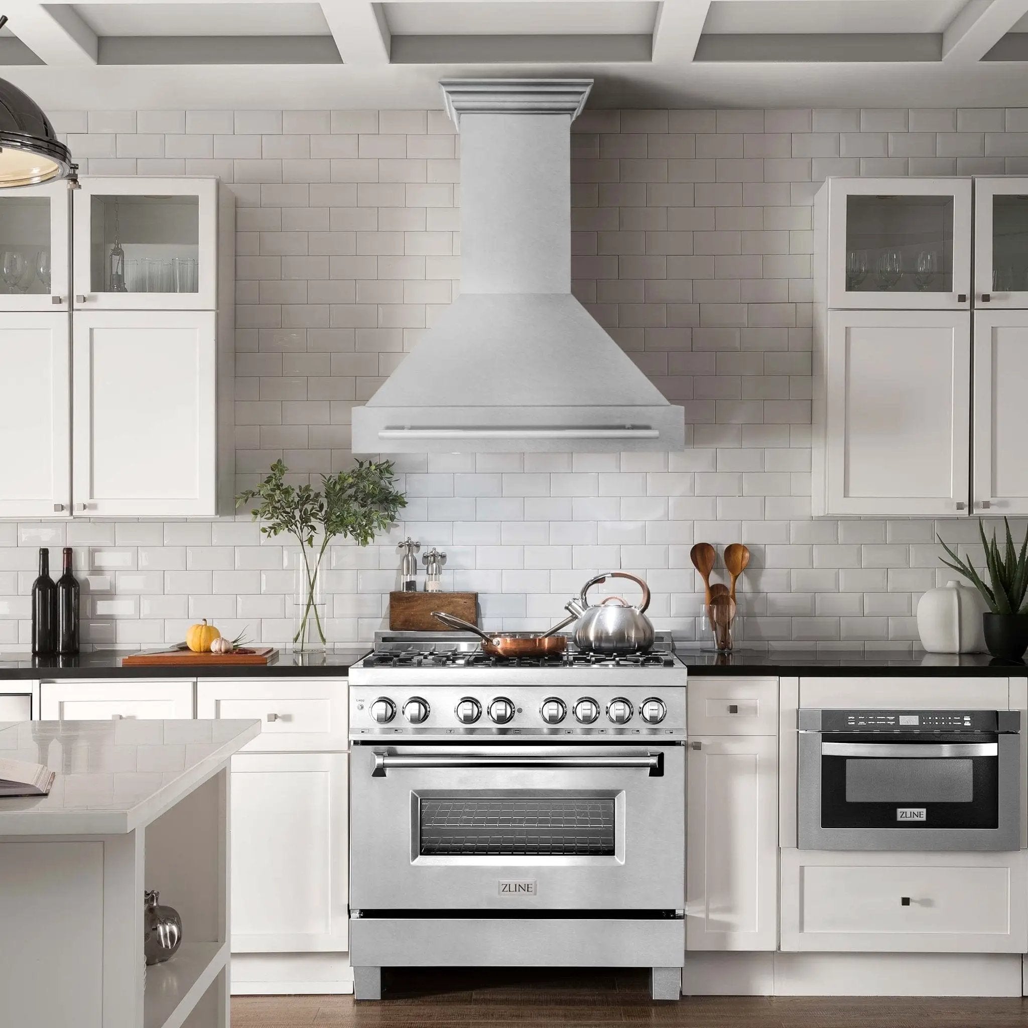 ZLINE 36" Autograph DuraSnow Stainless Steel Wall Range Hood 8654SNX-36 by Farmhouse Kitchen and Bath