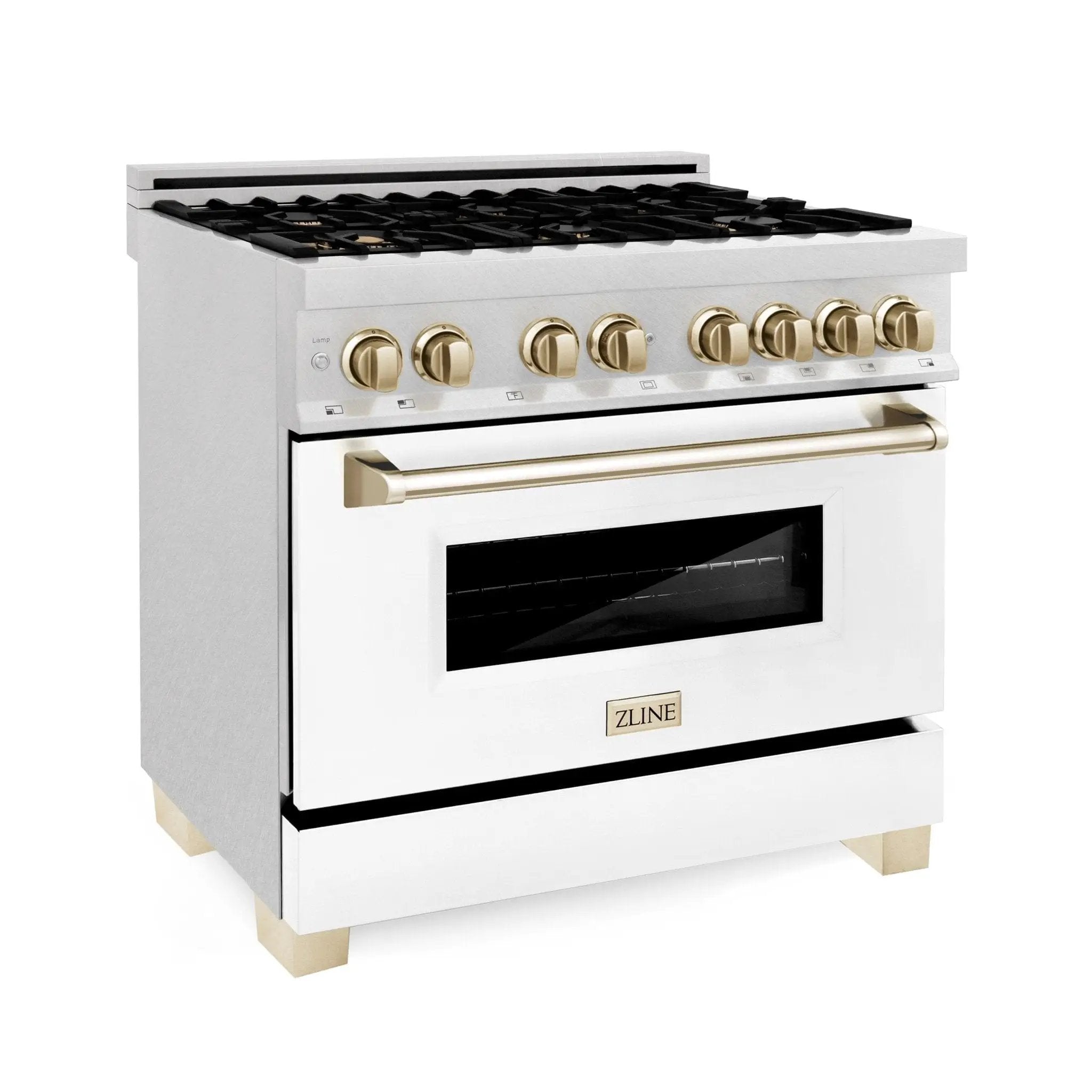 ZLINE 36" Autograph Edition Dual Fuel Range, White Door, RAZ-WM-36-G by Farmhouse Kitchen and Bath