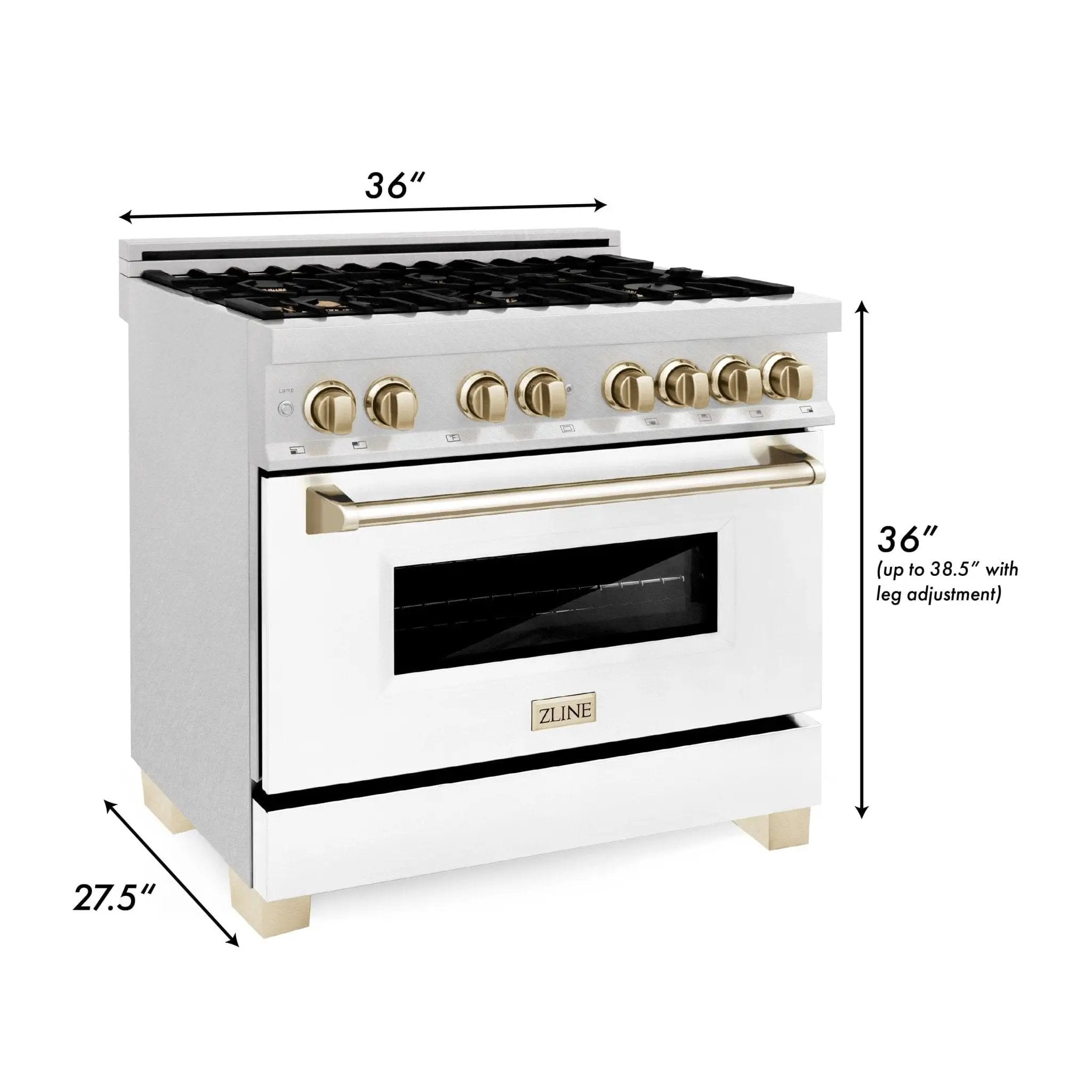 ZLINE 36" Autograph Edition Dual Fuel Range, White Door, RAZ-WM-36-G by Farmhouse Kitchen and Bath